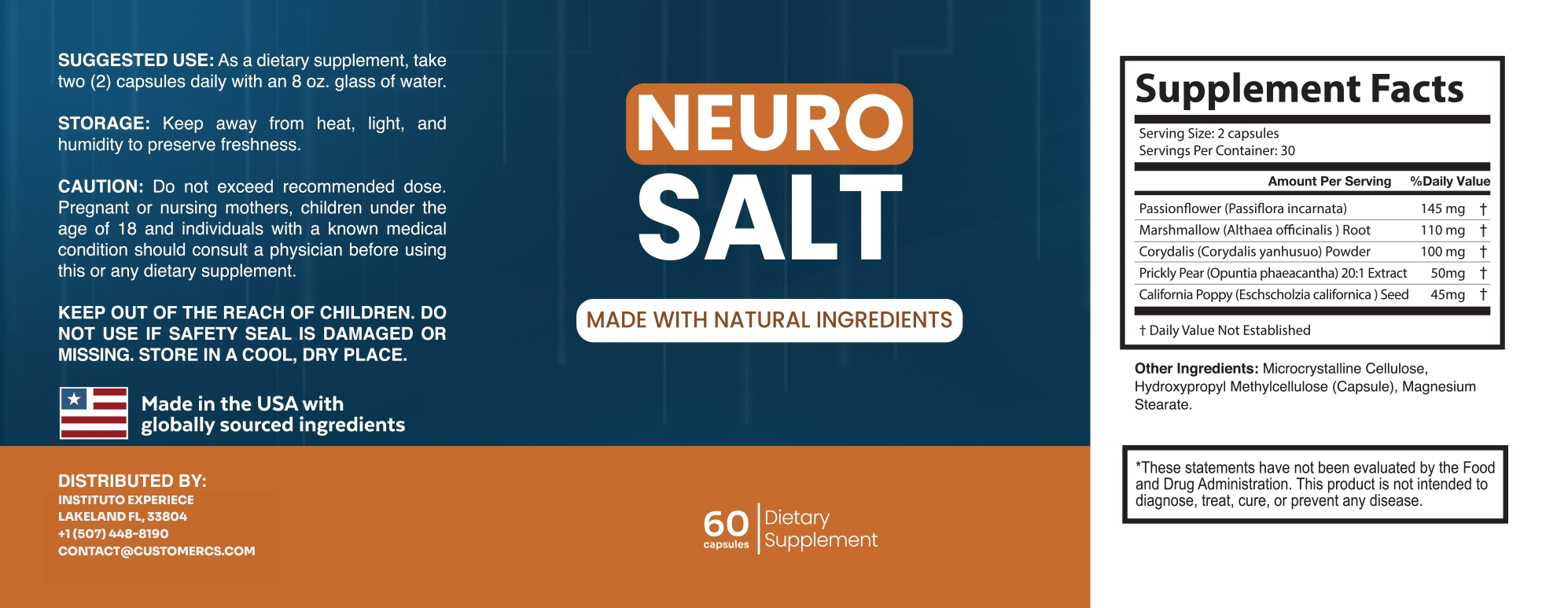 NeuroSalt ingredients label