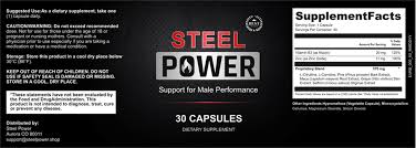 Steel Power For Men supplement facts label